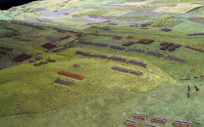 Diorama der Schlacht bei Waterloo mit der Truppenaufstellung um 19.45 Uhr am 18. Juni 1815 (Detail)